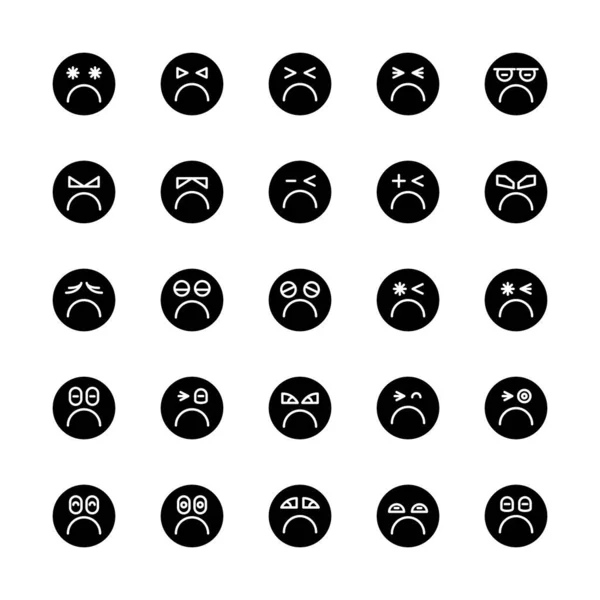 Emoticon Emoji Dairesi Yüz Seti — Stok Vektör