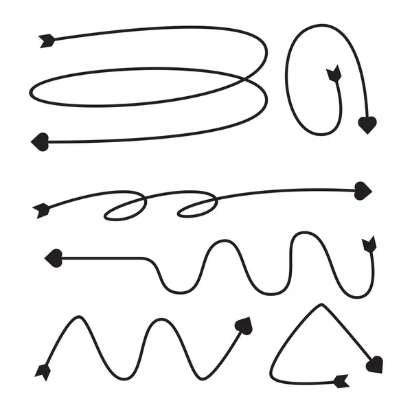 矢線ハートの弓セット — ストックベクタ