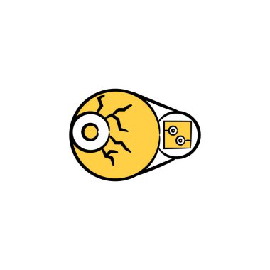 Yapay göz ve mikroçip sarı el çizimi tema