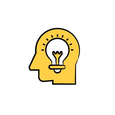 İnsan kafasındaki ampul Sarı el çizimi tema