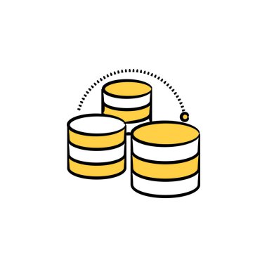 veritabanı, sunucu simgesi sarı el çizimi teması