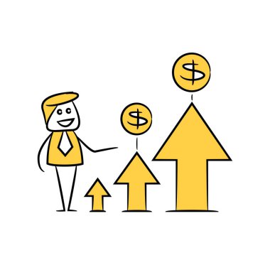 işadamı ve dolar ok grafiği, mali konsept