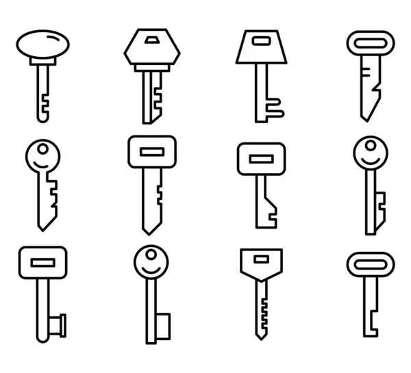 Icônes Clés Ensemble Vectoriel Ligne — Image vectorielle