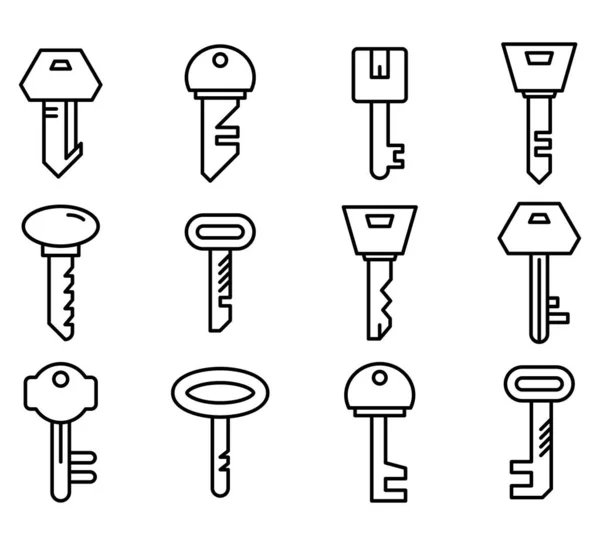 Iconos Clave Conjunto Vectores Línea — Archivo Imágenes Vectoriales