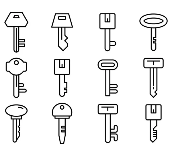 Schlüsselsymbole Zeilenvektorsatz — Stockvektor