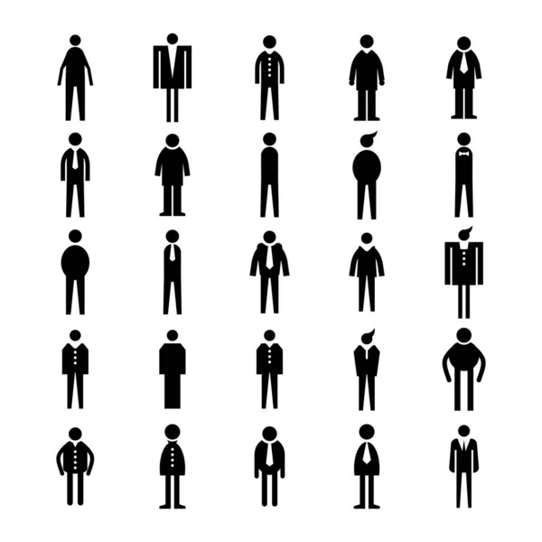 Personnes Hommes Icônes Ensemble Vectoriel — Image vectorielle