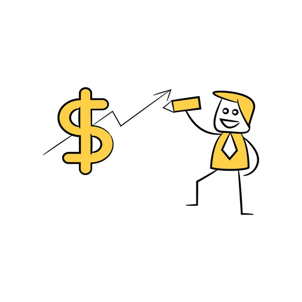 Biznesmen Pisanie Wykresu Dolar Znak Koncepcja Finansowa — Wektor stockowy