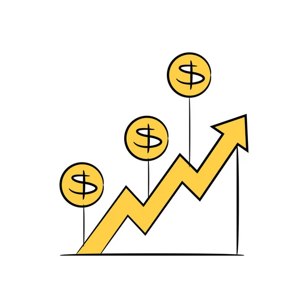 Dollar Currency Arrow Graph — Stock Vector