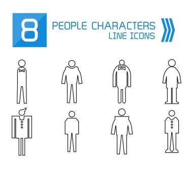 İnsanlar, erkek simge çizgi vektörü kümesi
