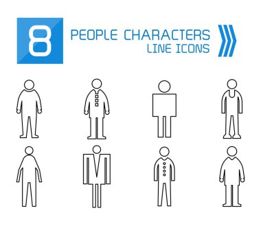 İnsanlar, erkek simge çizgi vektörü kümesi