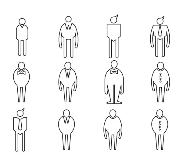 Personnes Hommes Icônes Ligne Vecteur Ensemble — Image vectorielle