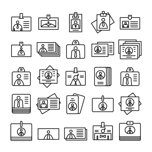 Cartes Identité Des Employés Des Icônes Carte Visite Mis Ligne — Image vectorielle