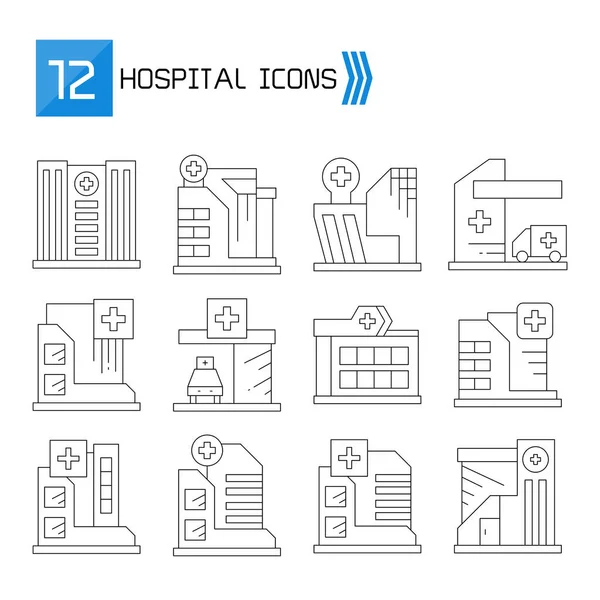 Hospital Clinic Icons Thin Line Vector Set — Stock Vector