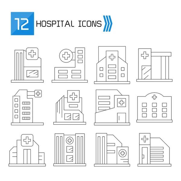 Krankenhaus Und Klinik Icons Thin Line Vektor Set — Stockvektor