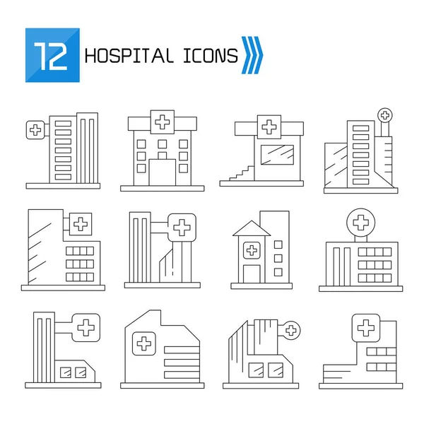 Krankenhaus Und Klinik Icons Thin Line Vektor Set — Stockvektor