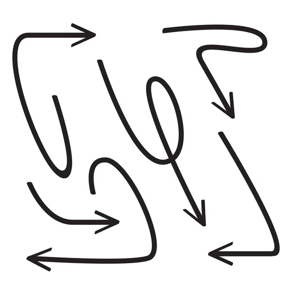 Handgezeichnete Pfeile Linienvektorset — Stockvektor