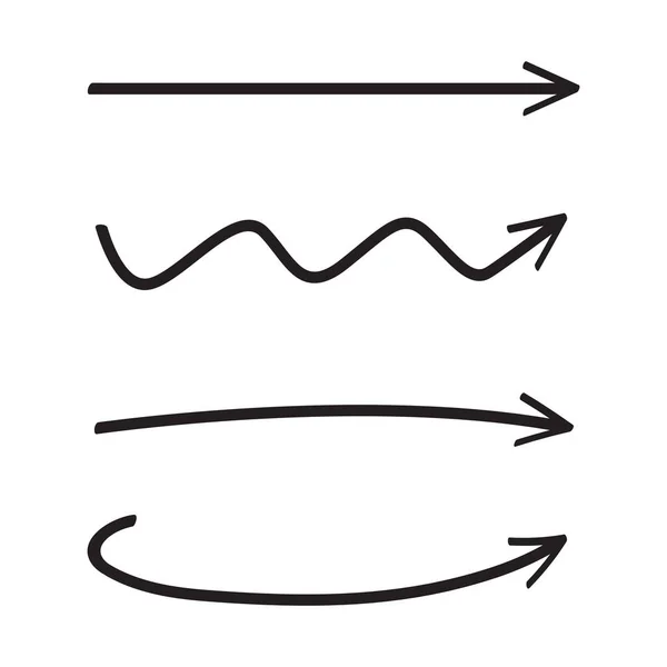 Mano Dibujado Flechas Línea Vector Conjunto — Archivo Imágenes Vectoriales