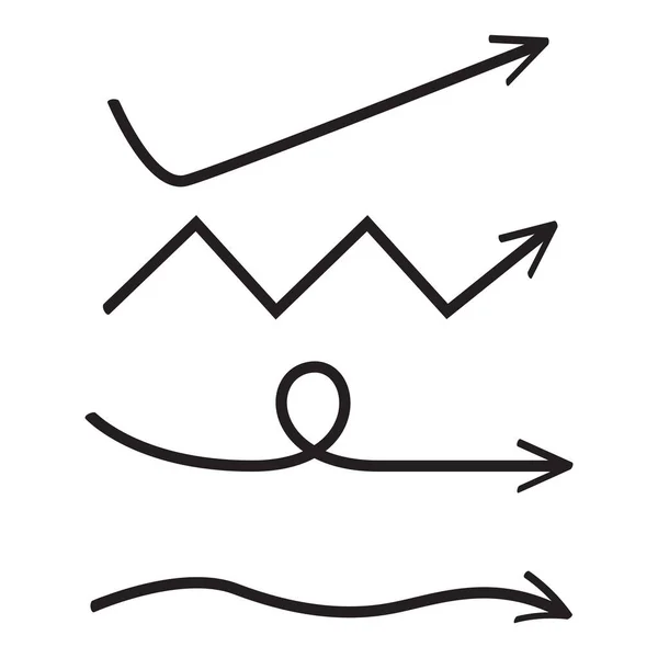 Hand Drawn Arrows Line Vector Set — Stock Vector