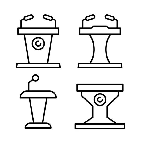 Иконы Трибун Трибун Устанавливают Вектор Линии — стоковый вектор