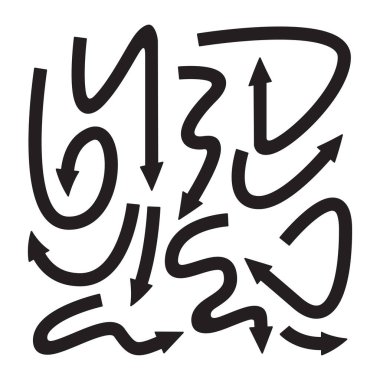 Beyaz arkaplan vektöründe siyah ok işaretleri koleksiyonu