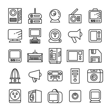 elektronik aygıt ve uygulama simgeleri satır tasarımı
