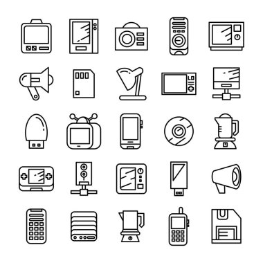 elektronik aygıt ve uygulama simgeleri satır tasarımı