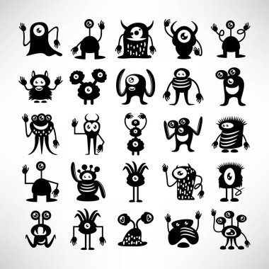 komik canavar simgeleri karakter vektörü kümesi