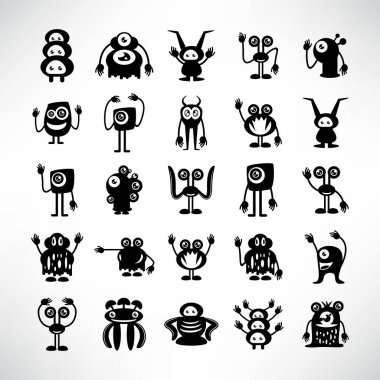 komik canavar simgeleri karakter vektörü kümesi