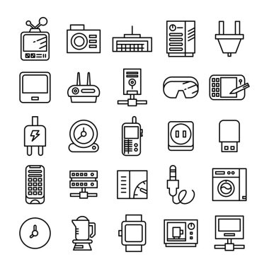 elektronik aygıt ve uygulama simgeleri satır tasarımı
