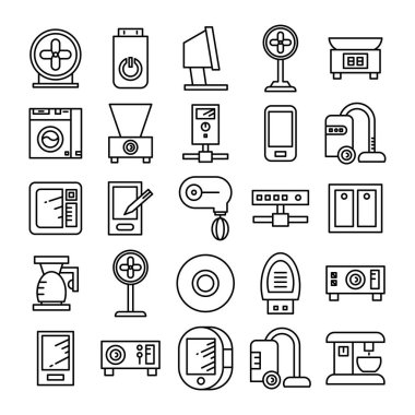elektronik aygıt ve uygulama simgeleri satır tasarımı