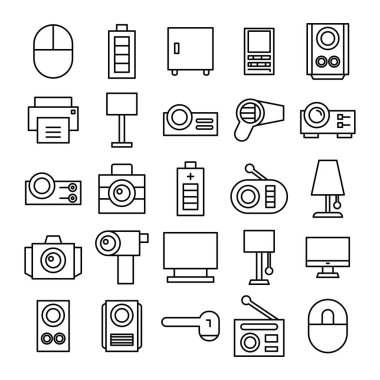 elektronik aygıt ve uygulama simgeleri satır tasarımı