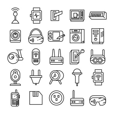 elektronik aygıt ve uygulama simgeleri satır tasarımı