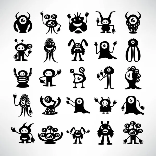 Grappige Monster Pictogrammen Karakter Vector Set — Stockvector