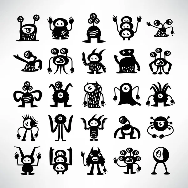 Grappige Monster Pictogrammen Karakter Vector Set — Stockvector