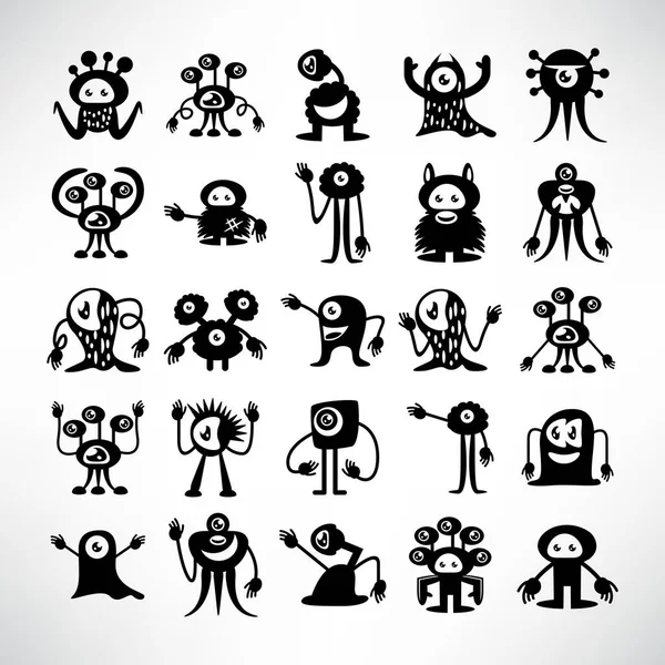 Funny Monster Icons Character Vector Set — Stock Vector