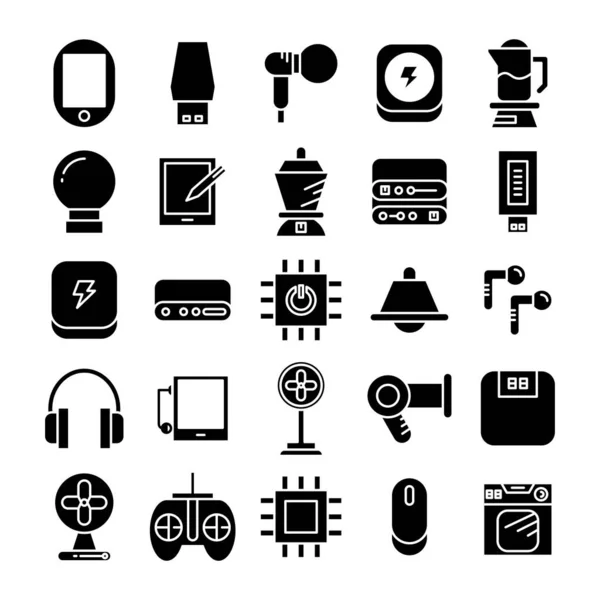 Conjunto Iconos Dispositivos Aparatos Electrónicos — Vector de stock