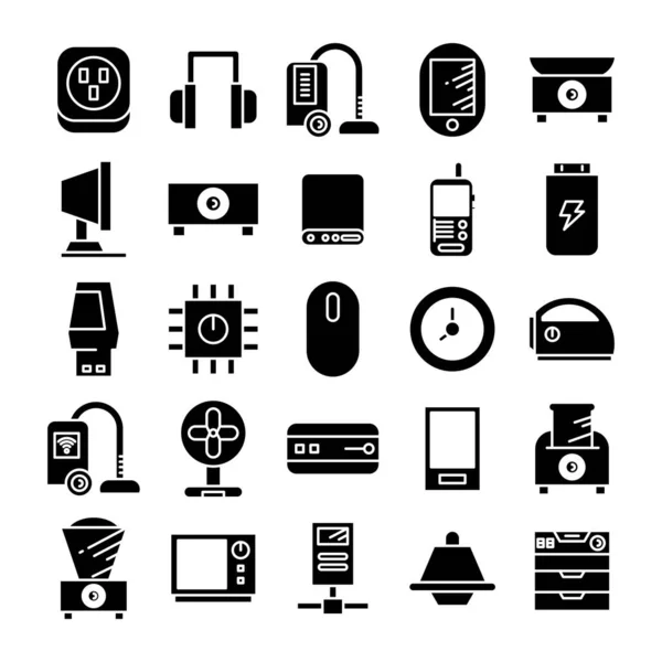 Conjunto Iconos Dispositivos Aparatos Electrónicos — Vector de stock