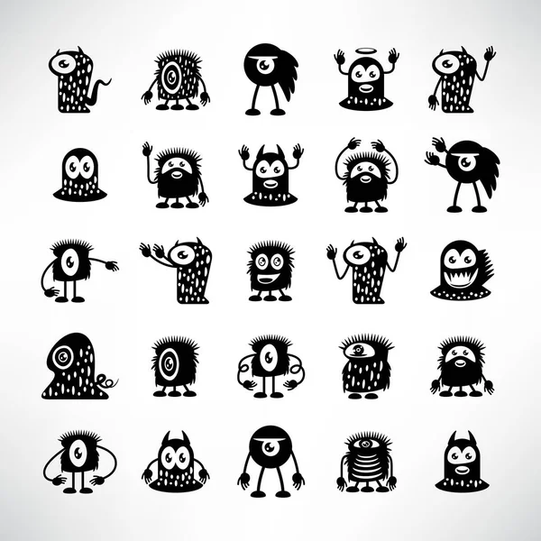 Grappige Monster Pictogrammen Karakter Vector Set — Stockvector