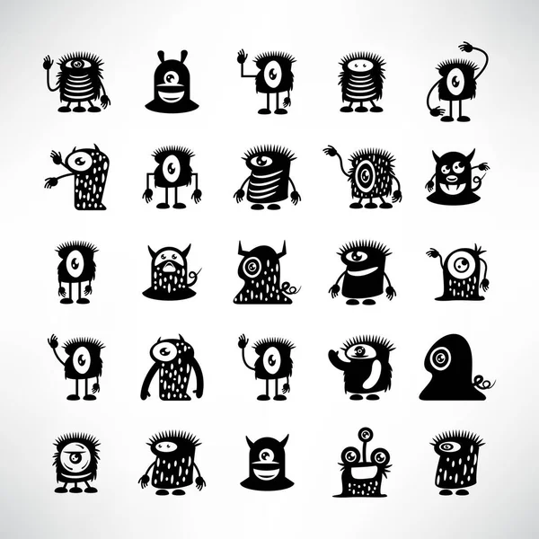 Funny Monster Icons Character Vector Set — Stock Vector