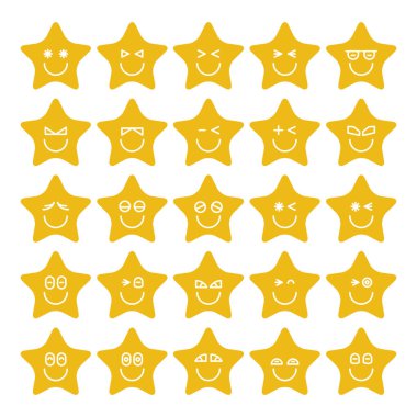 Sarı yıldız simge vektör kümesi