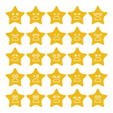 Sarı yıldız simge vektör kümesi