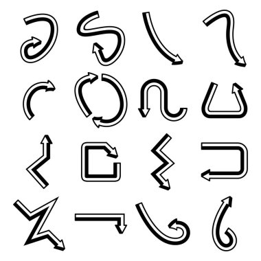 ok simgeleri satır küboid tasarımı seti