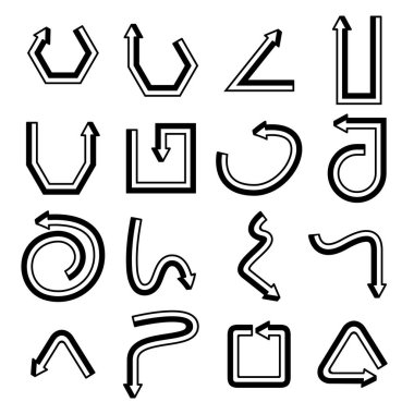 ok simgeleri satır küboid tasarımı seti