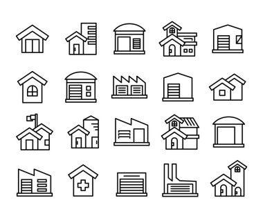 yapı simgeleri satır vektörü seti