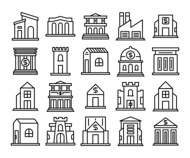 yapı simgeleri satır vektörü seti