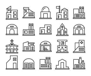 yapı simgeleri satır vektörü seti