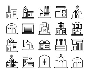 yapı simgeleri satır vektörü seti