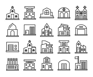 yapı simgeleri satır vektörü seti