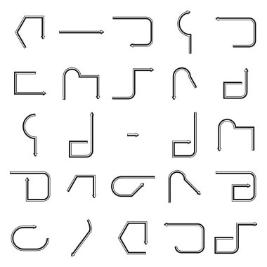 ok simgeleri satır küboid tasarımı seti