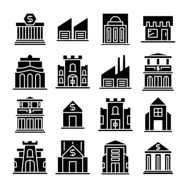 Bina kümesi, kule şehir simgeleri vektörü